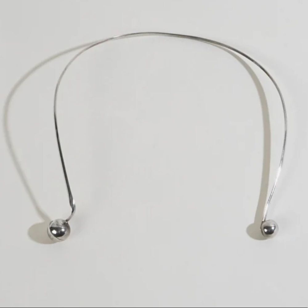 Matching Solid Silver Modernist Choker Necklace A… - image 8